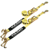 VULCAN Car Tie Down with RTJ Hook Cluster - Snap Hook - 96 Inch - 2 Pack - Classic Yellow - 3,300 Pound Safe Working Load