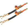 VULCAN Car Tie Down with RTJ Hook Cluster - Snap Hook - 96 Inch - 2 Pack - PROSeries - 3,300 Pound Safe Working Load