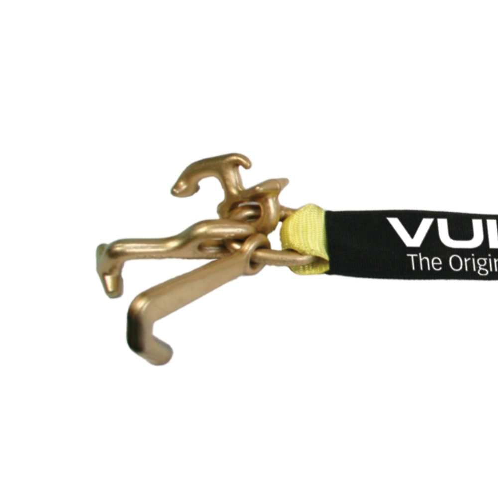 VULCAN Car Tie Down with RTJ Hook Cluster - Snap Hook - 96 Inch - 2 Pack - Classic Yellow - 3,300 Pound Safe Working Load