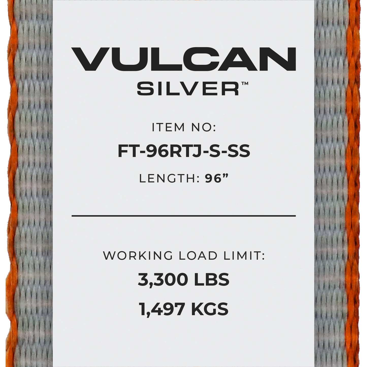 VULCAN Car Tie Down with RTJ Hook Cluster - Snap Hook - 96 Inch - 2 Pack - Silver Series - 3,300 Pound Safe Working Load