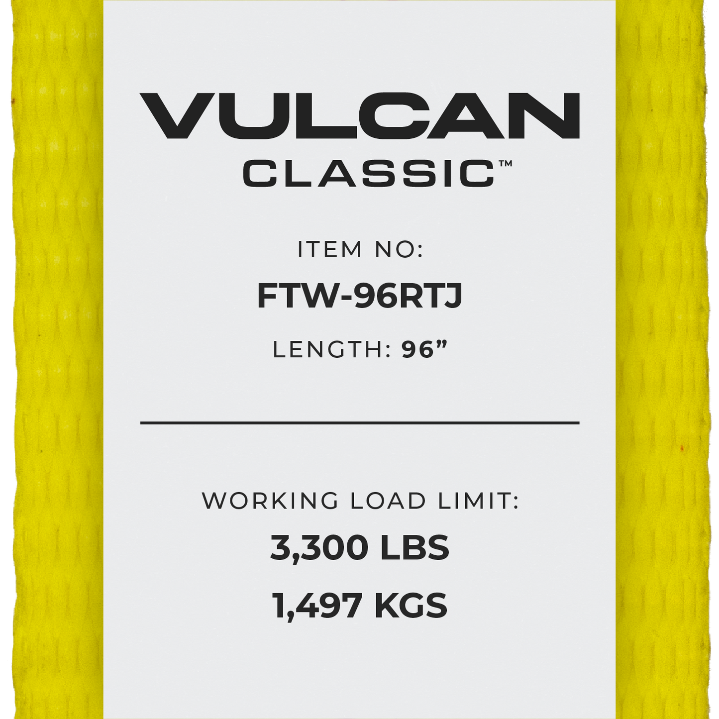 VULCAN Car Tie Down Replacement Strap with RTJ Hooks - 96 Inch - 4 Pack - 3,300 Pound Safe Working Load