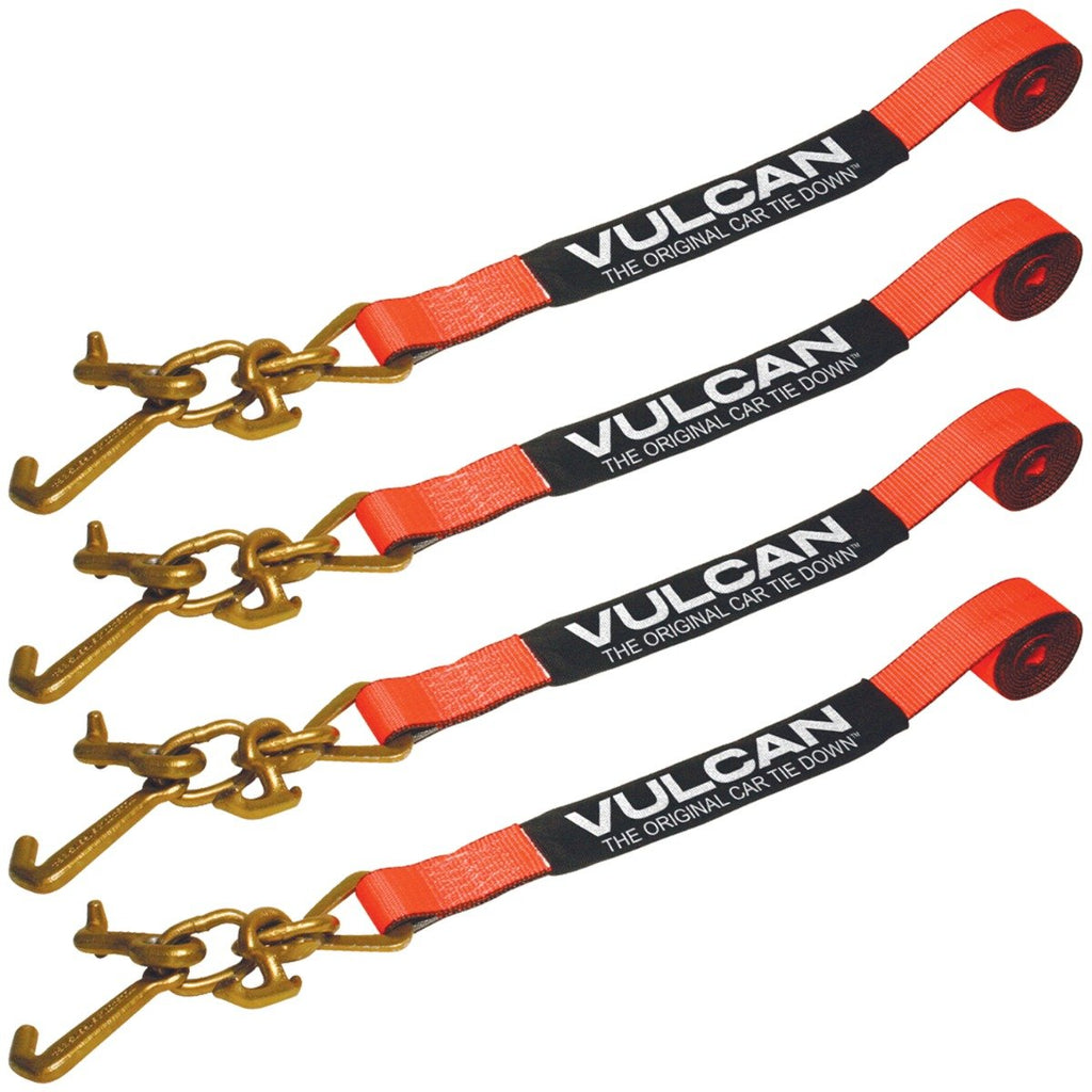 VULCAN Car Tie Down Strap Only - RTJ Hooks - 96 Inch - 4 Pack- PROSeries - 3,300 Pound Safe Working Load