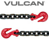 VULCAN Binder Chain Tie Down with Grab Hooks - Grade 80 - 3/8 Inch x 16 Foot - 7,100 Pound Safe Working Load
