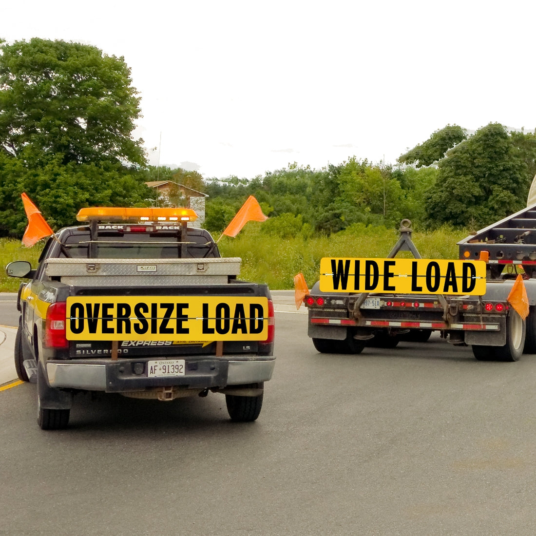 VULCAN Wide Load or Oversize Load Sign For Trucks and Trailers - Reversible - Hinged Aluminum - 18 Inch x 84 Inch