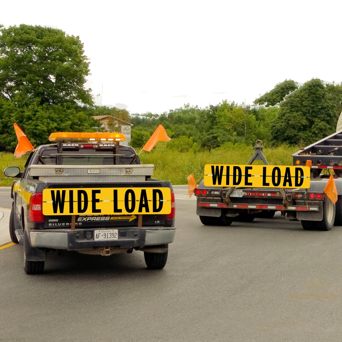 VULCAN Wide Load Sign For Escort Vehicles - Hinged Aluminum - 12 Inch x 60 Inch