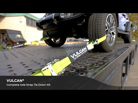 VULCAN Complete Axle Strap Tie Down Kit with Snap Hook Ratchet Straps - High-Viz - Includes (4) 22 Inch Axle Straps, (4) 36 Inch Axle Straps, and (4) 8' Snap Hook Ratchet Straps