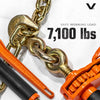 VULCAN Folding Handle Load Binder (Two Pack) with 2 Grab Hooks - Ratchet Style - 7100 Pound Safe Working Load (Works with 5/16 Inch or 3/8 Inch Grade 70 and Grade 80 Chain)