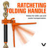 VULCAN Folding Handle Load Binder (Two Pack) with 2 Grab Hooks - Ratchet Style - 7100 Pound Safe Working Load (Works with 5/16 Inch or 3/8 Inch Grade 70 and Grade 80 Chain)