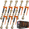 VULCAN Folding Handle Load Binder (Eight Pack) with 2 Grab Hooks - Ratchet Style - 12,000 Pound Safe Working Load (Works with 3/8 Inch Grade 70, 80 and 100 or 1/2” Grade 43 Chain)