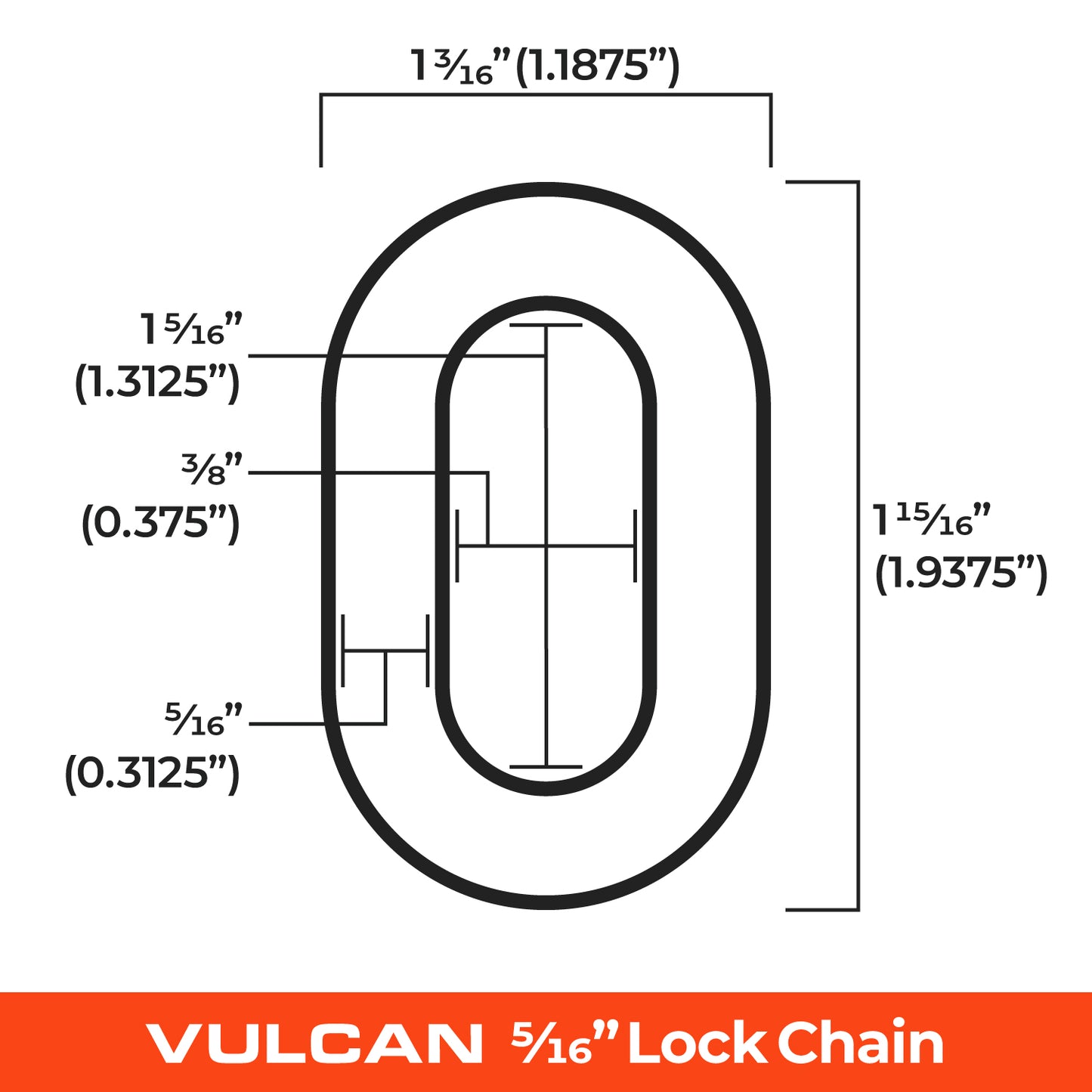 VULCAN Security Chain - Premium Case-Hardened - 5/16 Inch x 3 Foot (+/- 1.5 Inches) - Chain Cannot Be Cut with Bolt Cutters or Hand Tools