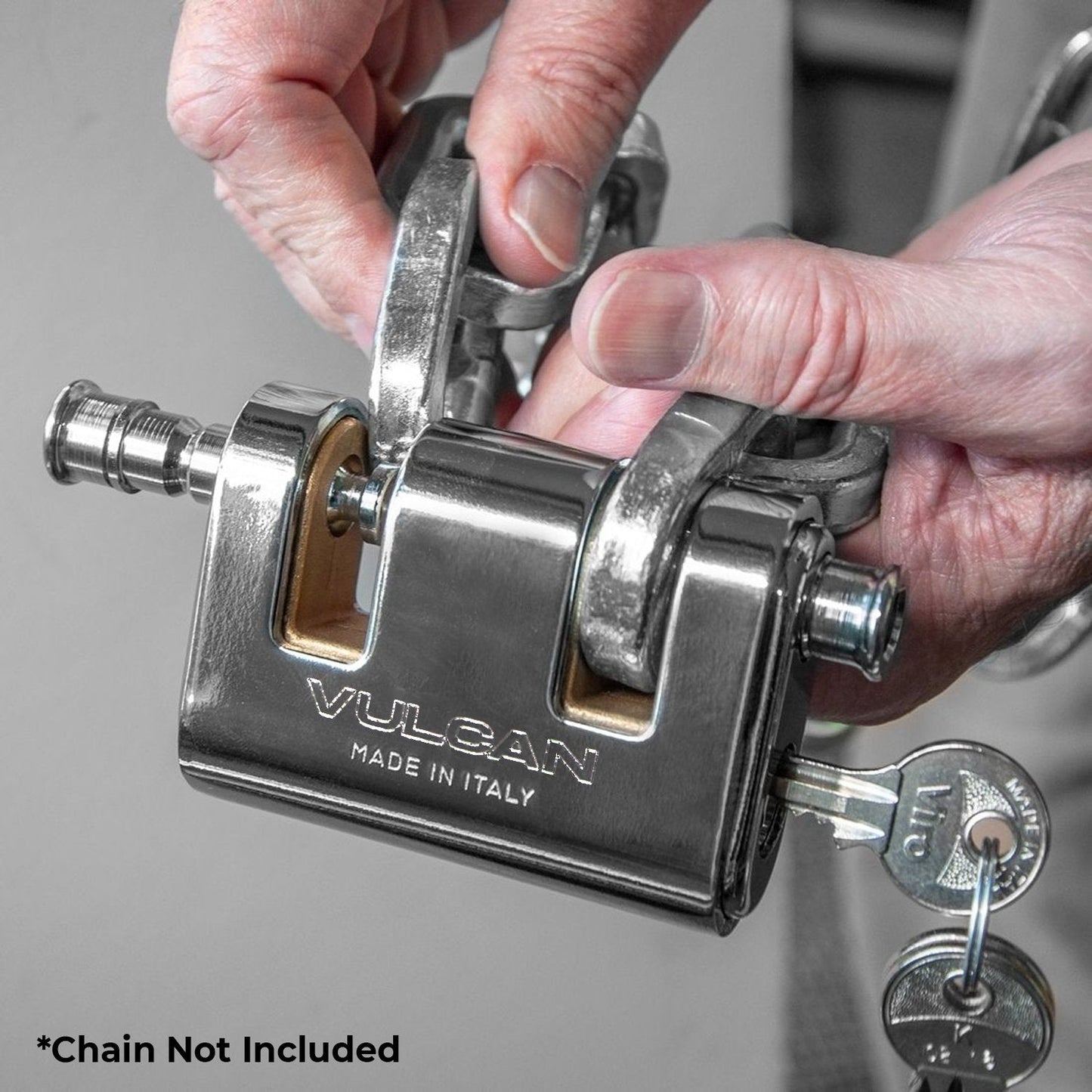 VULCAN Viro Panzer Security Lock For 3/8 Inch Chain - Premium Case-Hardened - Cannot Be Cut with Bolt Cutters or Hand Tools