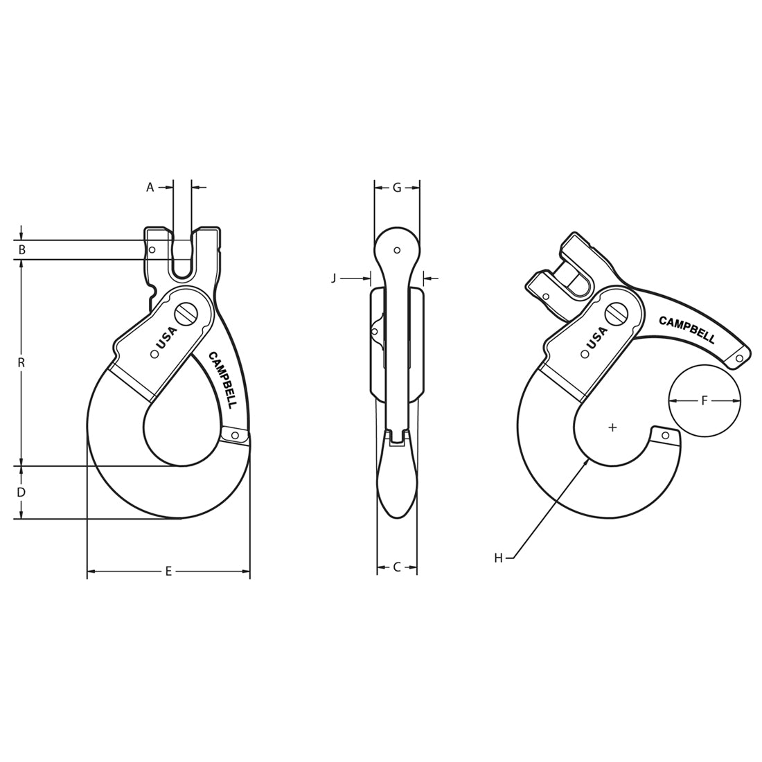 G100 Cam-Lok Hook - 1/2 Inch Clevis Style - Safe Working Load 15000