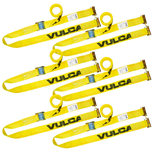 VULCAN Logistic Strap For E Track - Cam Buckle - 12 Foot - 6 Pack - Classic Yellow - 833 Pound Safe Working Load