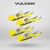 VULCAN Ratchet Straps with Wire J Hooks - 2 Inch x 15 Foot - 4 Pack - Classic Yellow - 3,300 Pound Safe Working Load