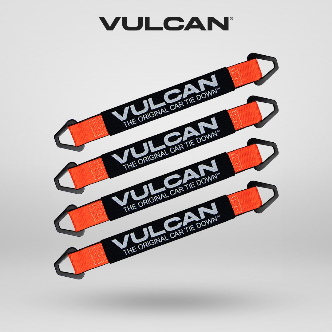 VULCAN Car Tie Down Axle Strap with Wear Pad - 2 Inch x 22 Inch - 4 Pack - PROSeries - 3,300 Pound Safe Working Load