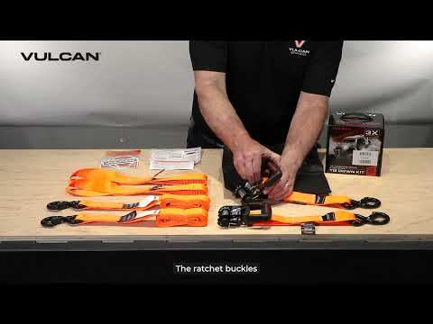 VULCAN Safety Orange Ratchet Strap Tie Down Kit 2-Pack Unboxing