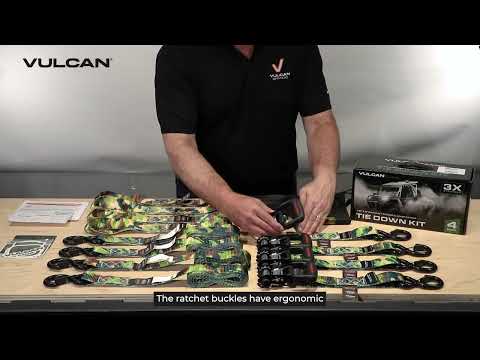 VULCAN Camo Ratchet Strap Tie Down Kit 4-Pack Unboxing