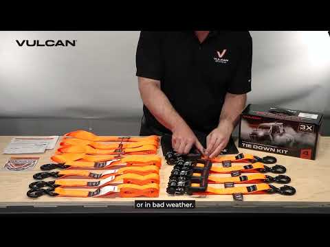 VULCAN Safety Orange Ratchet Strap Tie Down Kit 4-Pack Unboxing