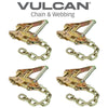 VULCAN Ratchet Buckle - 2 Inch Wide Handle with Chain Tail - 4 Pack - 3,300 Pound Safe Working Load