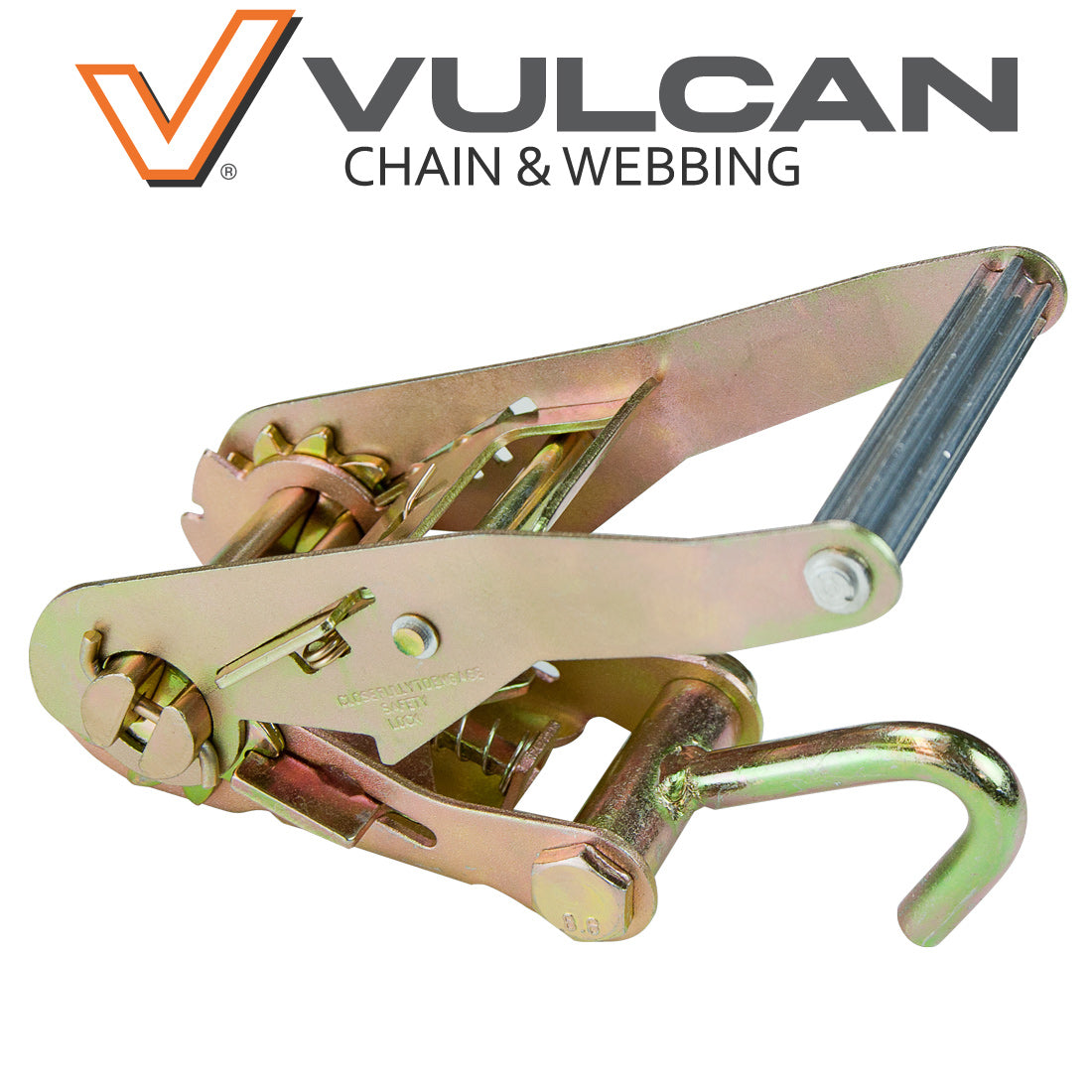 VULCAN Ratchet Buckle - 2 Inch Wide Handle - Tube J-Hook - 3,300 Pound Safe Working Load