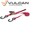 VULCAN Ratchet Strap W/S Hooks - 1 Inch x 6 Foot - 500 Pound Safe Working Load