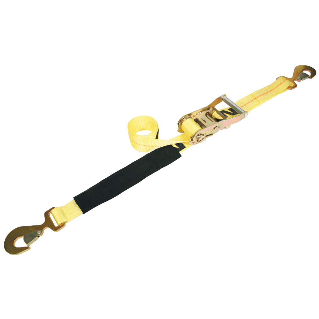 VULCAN Car Tie Down with Flat Snap Hook Ratchet - Snap Hook - 72 Inch - 3,300 Pound Safe Working Load