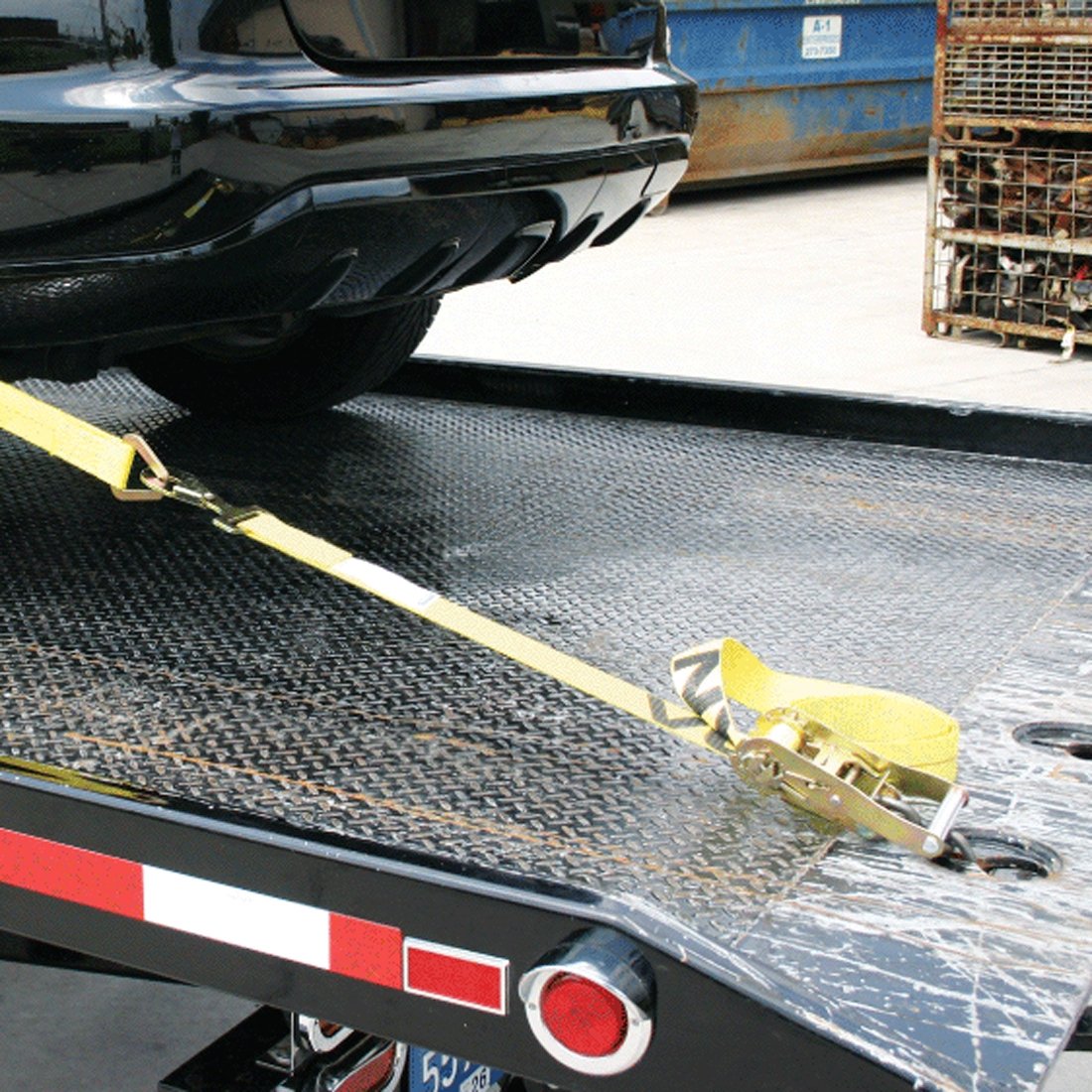 VULCAN Snap Hook Car Tie Down With Flat Snap Hook Ratchet - 96 Inch - 3,300 Pound Safe Working Load
