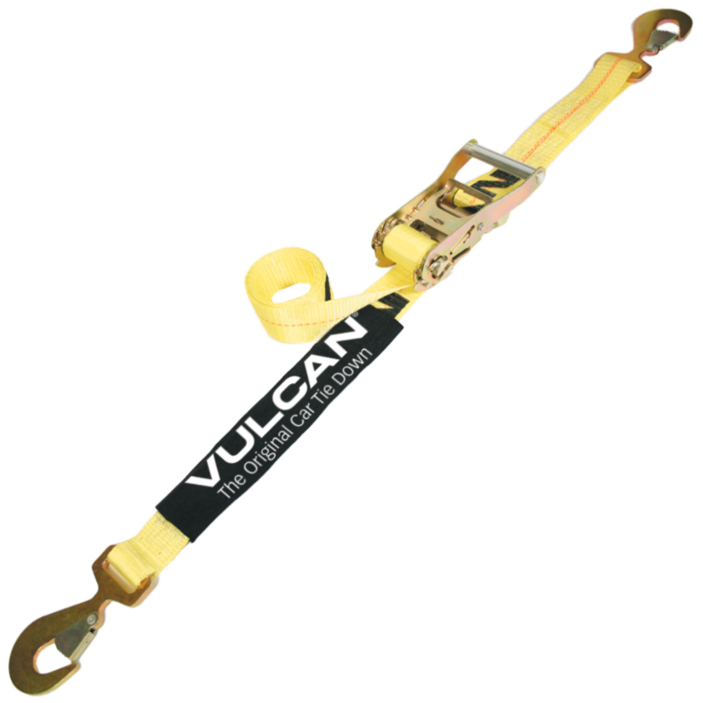 VULCAN Car Tie Down with Flat Snap Hook Ratchet - Snap Hook - 96 Inch - 3,300 Pound Safe Working Load