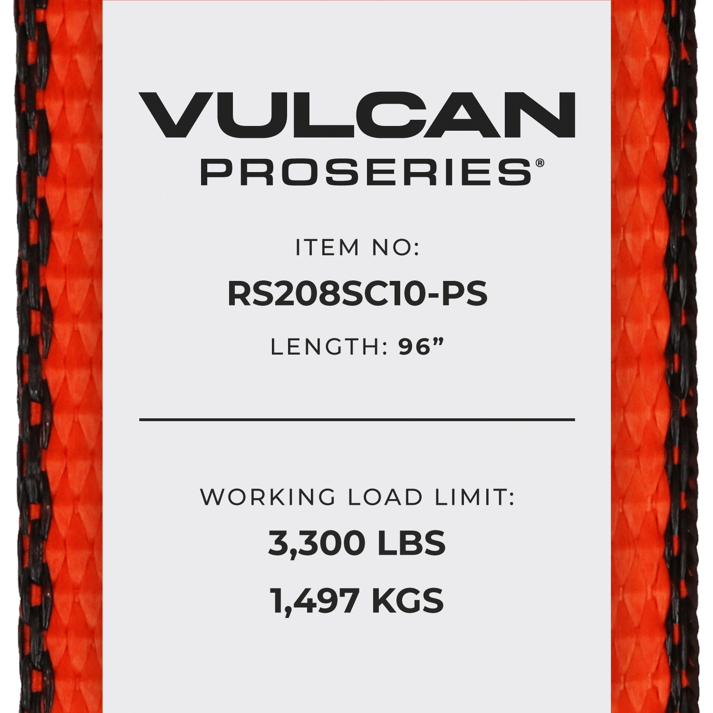 VULCAN Car Tie Down with Chain Tail Ratchet - Snap Hook - 96 Inch -  PROSeries - 3,300 Pound Safe Working Load