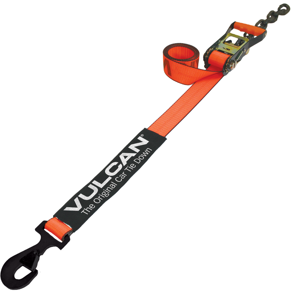 VULCAN Car Tie Down with Chain Tail Ratchet - Snap Hook - 96 Inch -  PROSeries - 3,300 Pound Safe Working Load