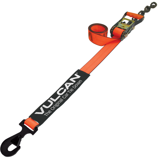 VULCAN Car Tie Down with Chain Tail Ratchet - Snap Hook - 96 Inch -  PROSeries - 3,300 Pound Safe Working Load