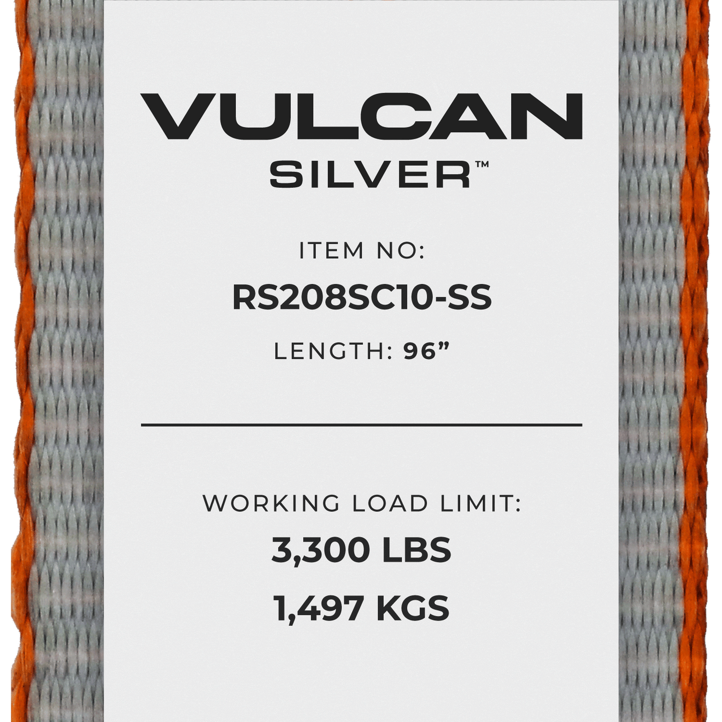 VULCAN Car Tie Down with Chain Tail Ratchet - Snap Hook - 96 Inch - Silver Series - 3,300 Pound Safe Working Load