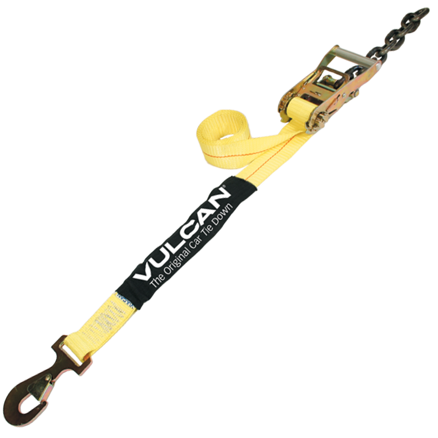 VULCAN Car Tie Down with Flat Chain Tail Ratchet - Snap Hook - 96 Inch - 3,300 Pound Safe Working Load