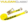 VULCAN Ratchet Strap with Flat Hooks - 2 Inch x 50 Foot - Classic Yellow - 3,300 Pound Safe Working Load