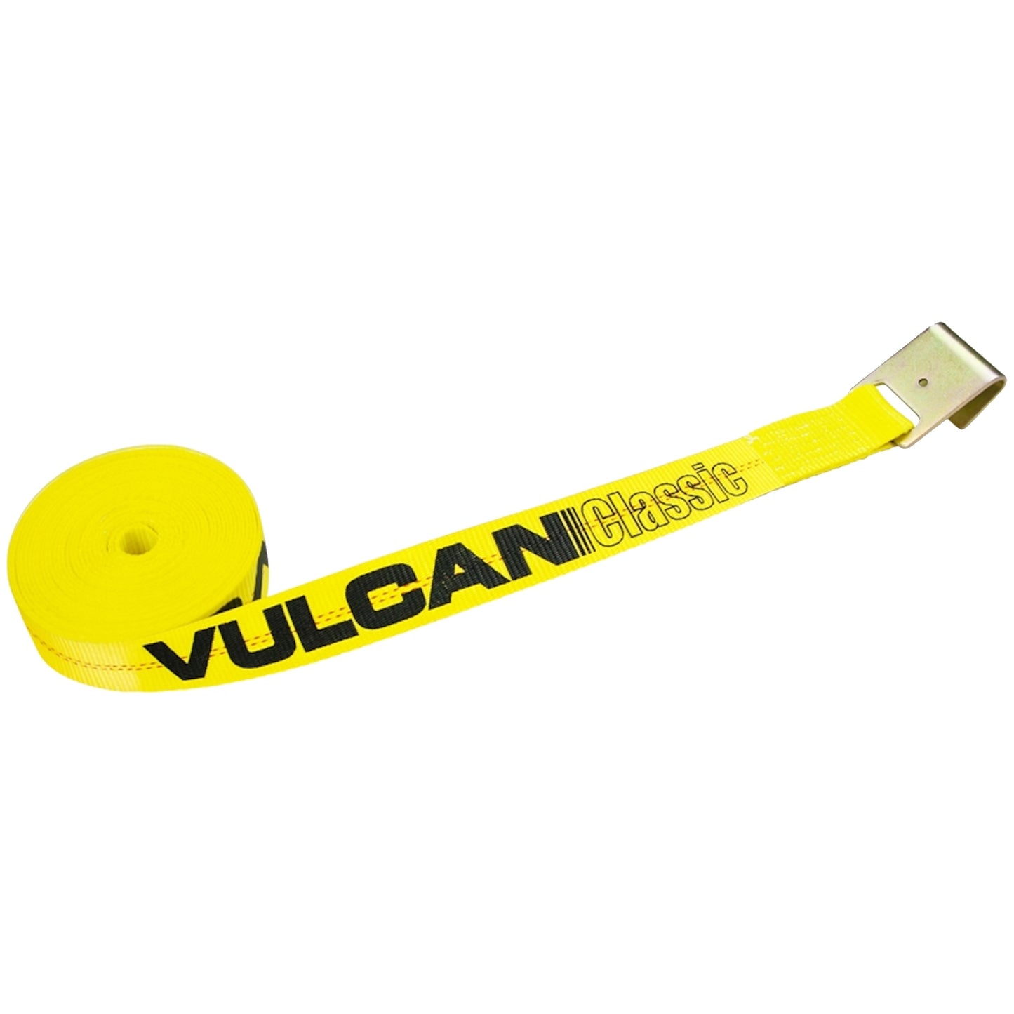 VULCAN Ratchet Strap with Flat Hooks - 2 Inch x 27 Foot - Classic Yellow - 3,300 Pound Safe Working Load