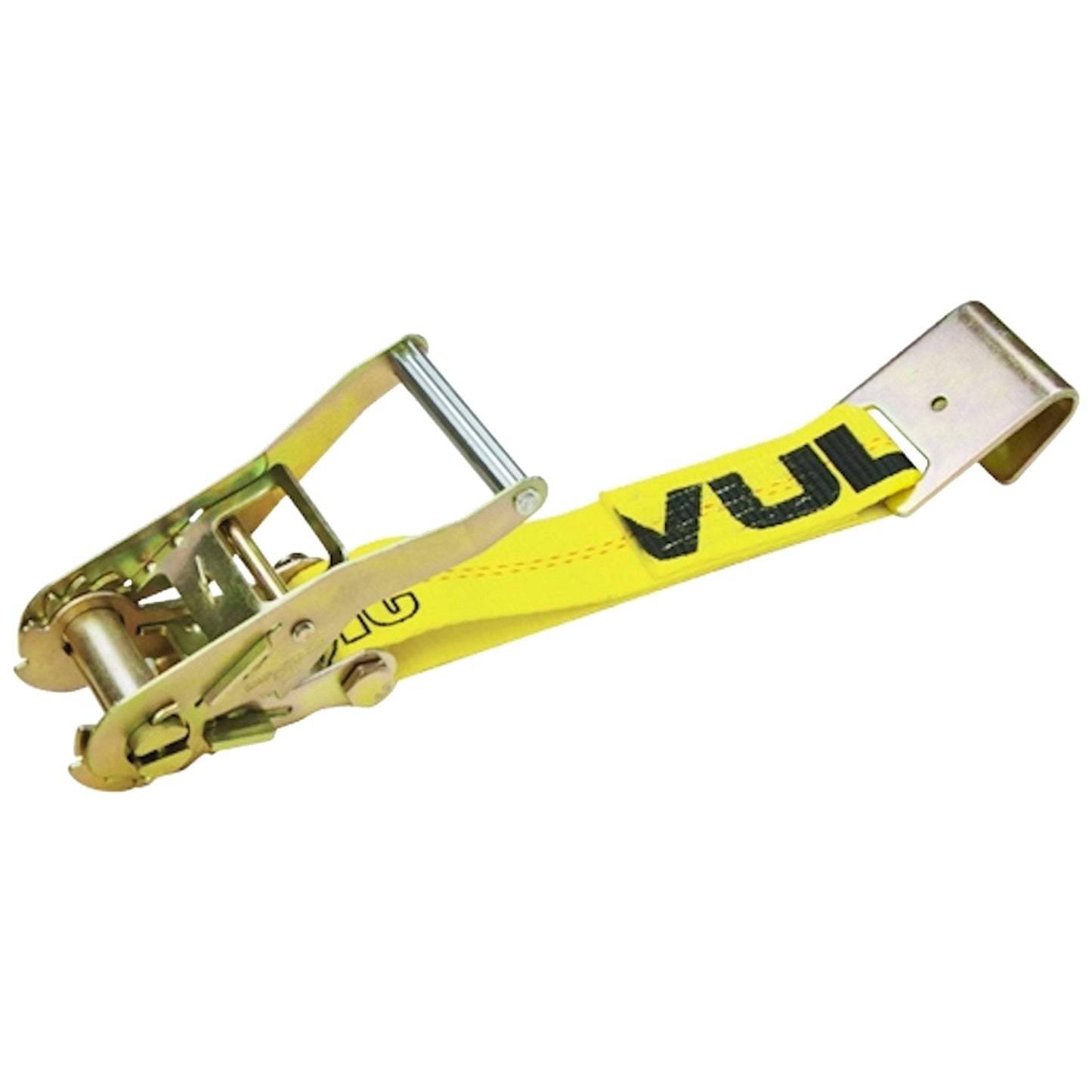 VULCAN Ratchet Strap with Flat Hooks - 2 Inch x 15 Foot - Classic Yellow - 3,300 Pound Safe Working Load