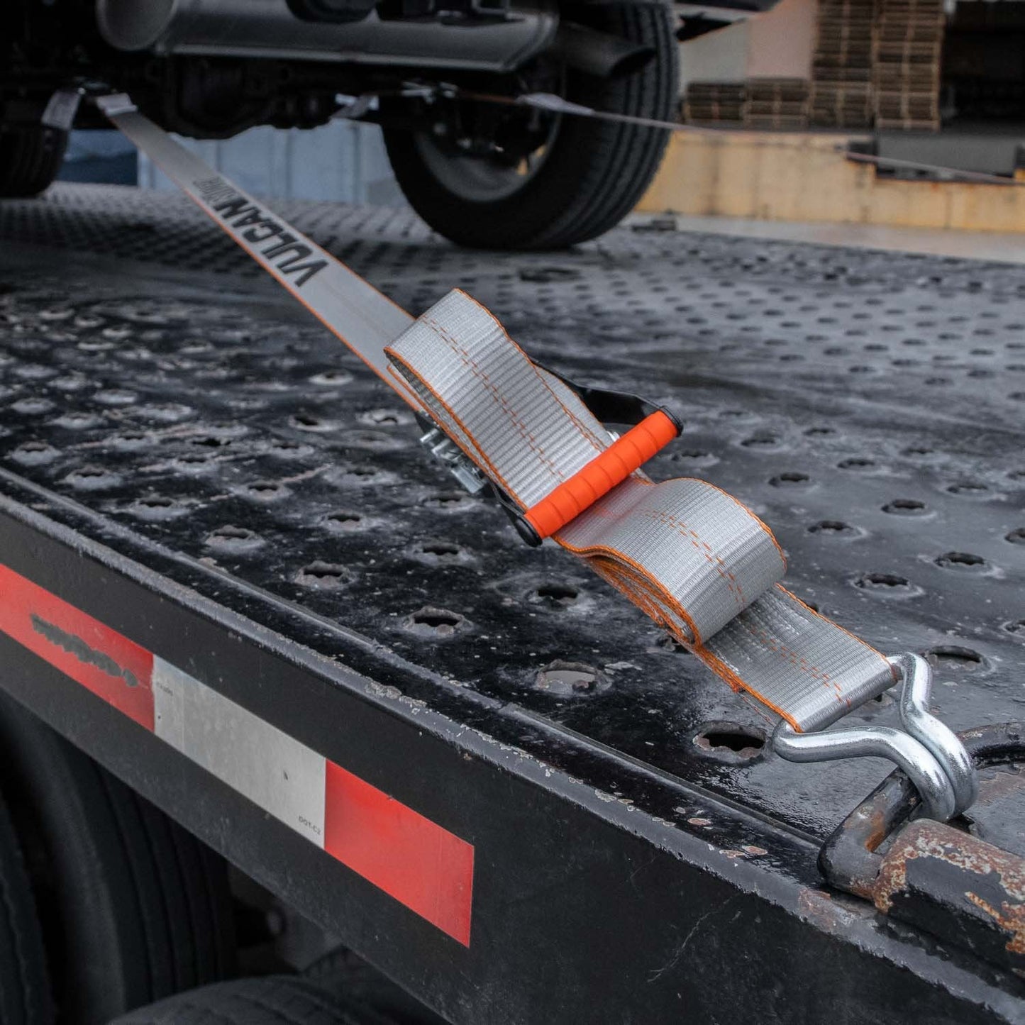 VULCAN Ratchet Strap with Wire Hooks - 2 Inch x 15 Foot - 4 Pack - Silver Series - 3,300 Pound Safe Working Load