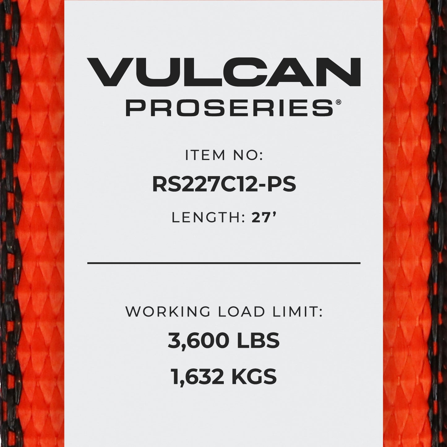 VULCAN Ratchet Strap with Chain Anchors - 2 Inch x 27 Foot - 2 Pack - PROSeries - 3,600 Pound Safe Working Load