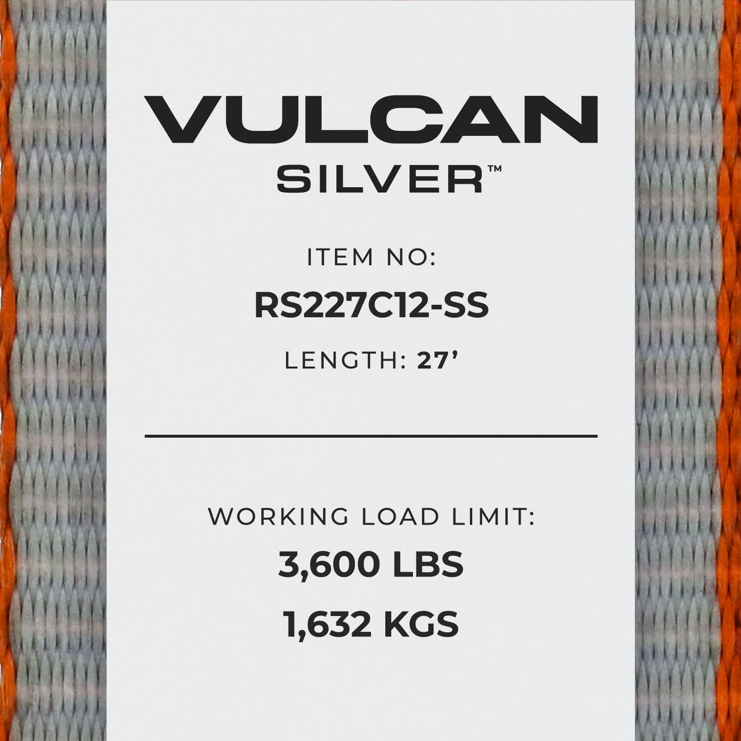 VULCAN Ratchet Strap with Chain Anchors - 2 Inch x 27 Foot - 2 Pack - Silver Series - 3,600 Pound Safe Working Load