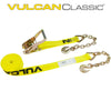 VULCAN Ratchet Strap with Chain Anchors - 2 Inch x 30 Foot - Classic Yellow - 3,600 Pound Safe Working Load