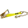 VULCAN Ratchet Strap with Chain Anchors - Classic Yellow - 2 Inch x 27 Foot - 3,600 Pound Safe Working Load