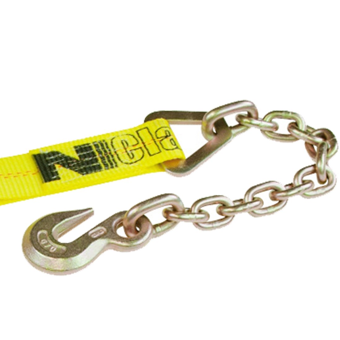 VULCAN Ratchet Strap with Chain Anchors - Classic Yellow - 2 Inch x 27 Foot - 3,600 Pound Safe Working Load