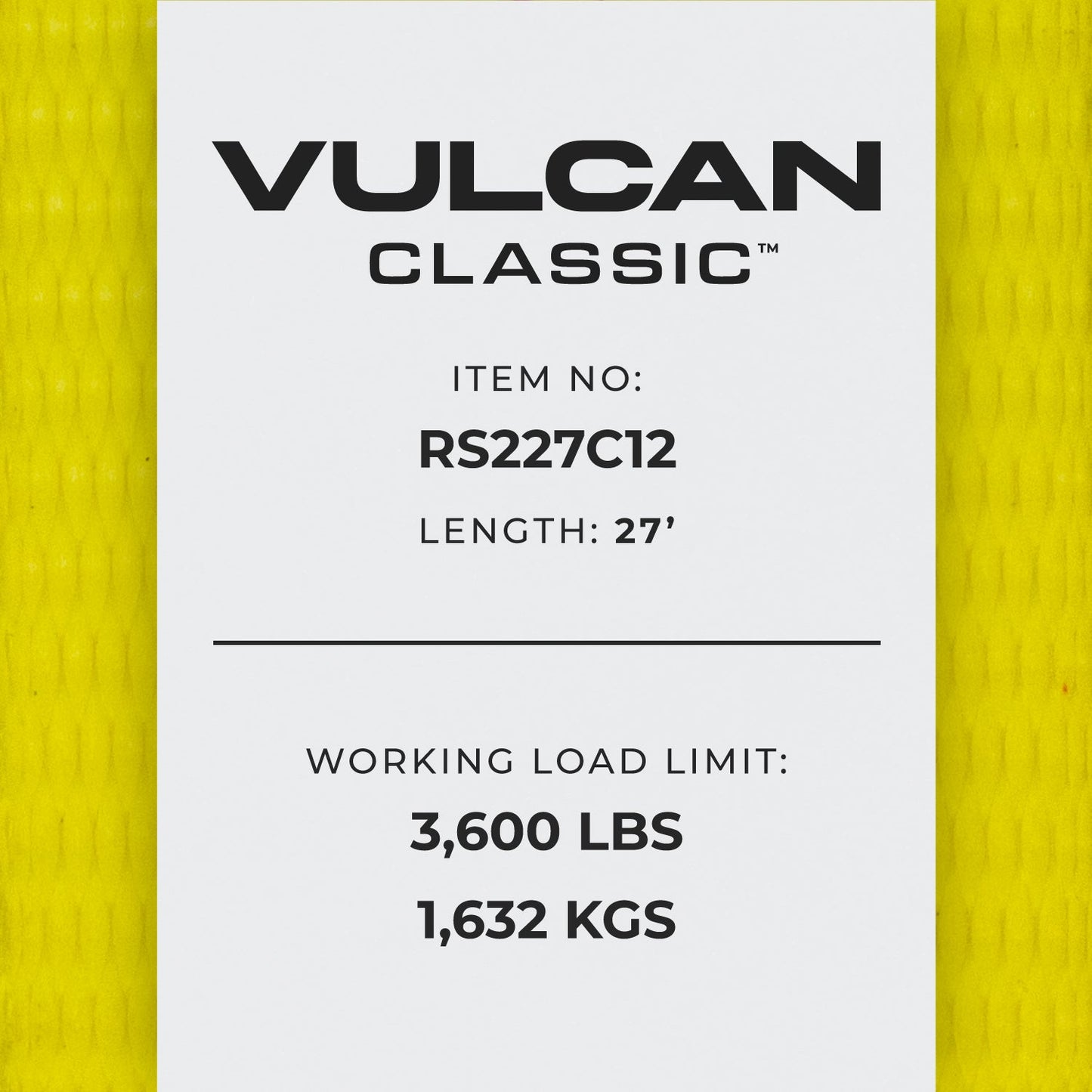 VULCAN Ratchet Strap with Chain Anchors - 2 Pack - Classic Yellow - 2 Inch x 27 Foot - 3,600 Pound Safe Working Load