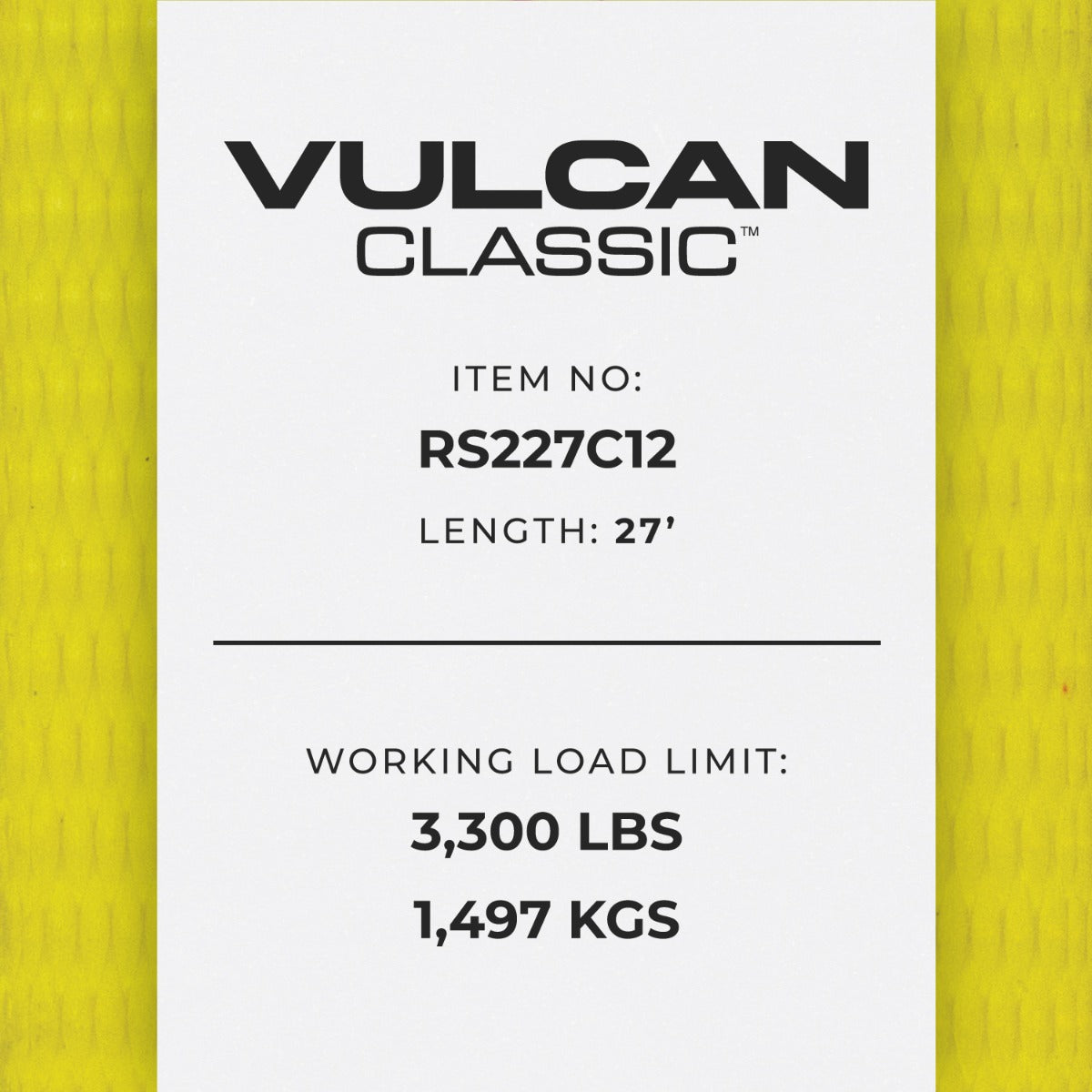 VULCAN Ratchet Strap with Chain Anchors - 2 Inch x 27 Foot, 10 Pack - Classic Yellow - 3,600 Pound Safe Working Load