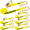 VULCAN Ratchet Strap with Chain Anchors - 2 Inch x 27 Foot - 6 Pack - Classic Yellow - 3,600 Pound Safe Working Load