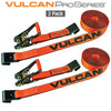 VULCAN Ratchet Strap with Flat Hooks - 2 Inch x 30 Foot - 2 Pack - PROSeries - 3,300 Pound Safe Working Load