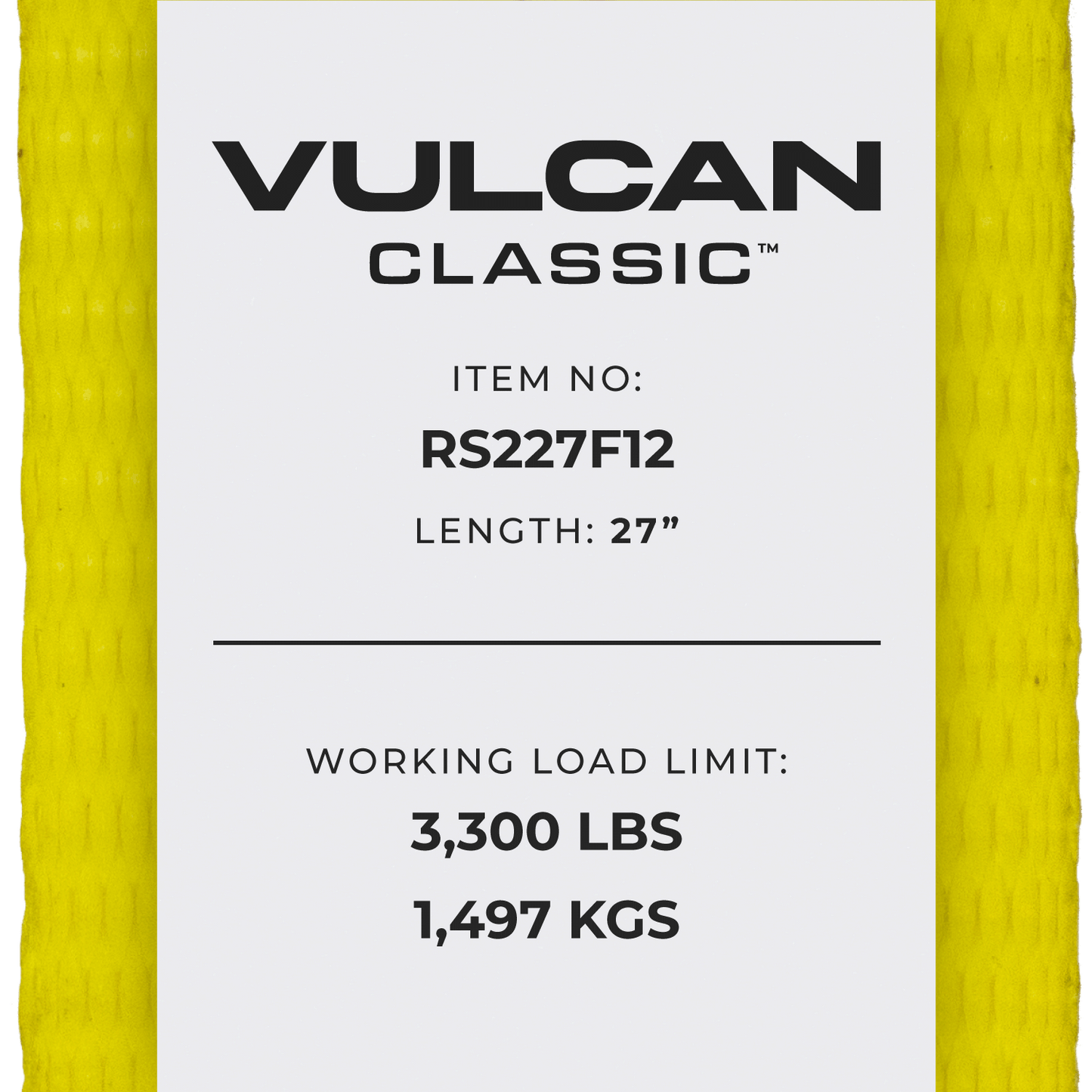 VULCAN Ratchet Strap with Flat Hooks - 2 Inch x 27 Foot - Classic Yellow - 3,300 Pound Safe Working Load