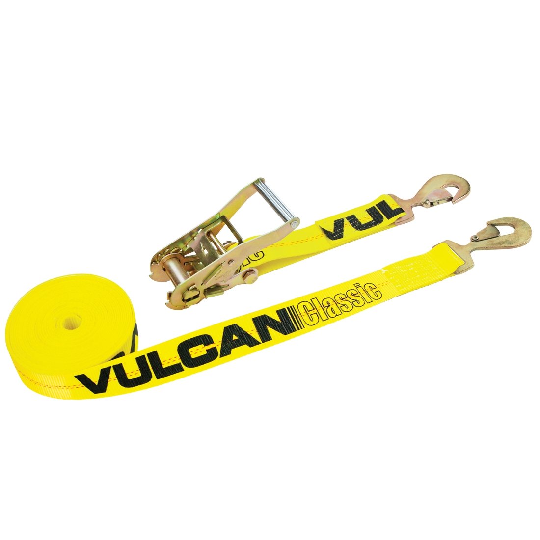 VULCAN Ratchet Strap with Snap Hooks - 2 Inch - 3,300 lbs. Safe Working Load