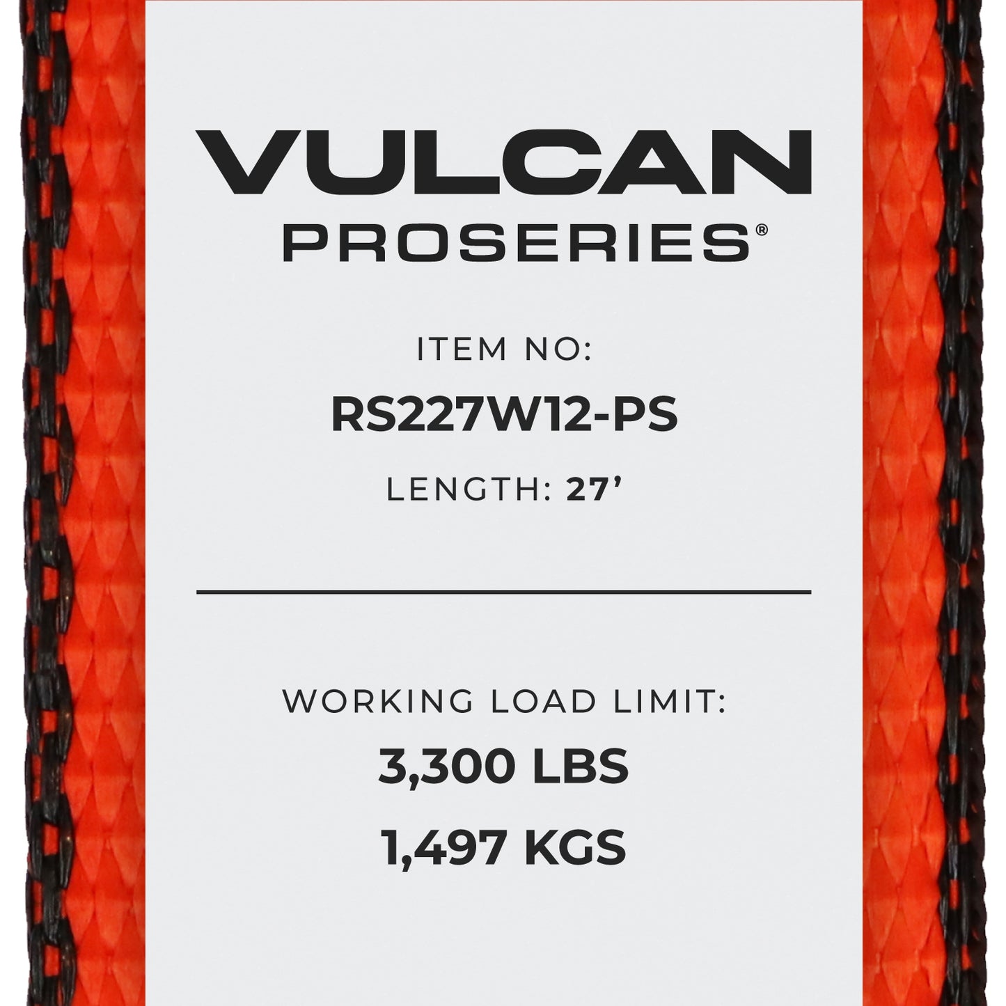 VULCAN Ratchet Strap with Wire Hooks - 2 Inch x 27 Foot - PROSeries - 3,300 Pound Safe Working Load