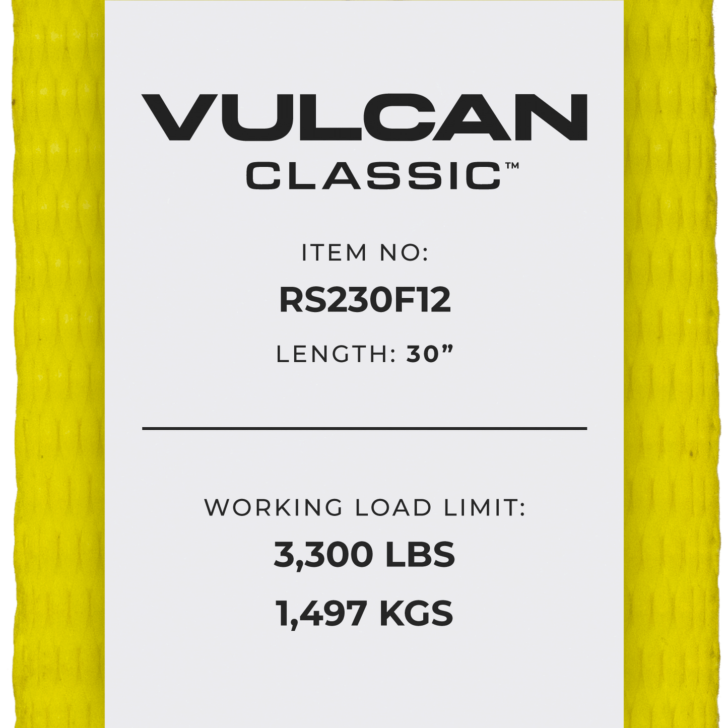 VULCAN Ratchet Strap with Flat Hooks - 2 Inch x 30 Foot - Classic Yellow - 3,300 Pound Safe Working Load